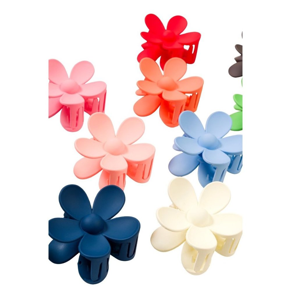 New Flower Hair Claw Clip 3 Inches - Various Colors
